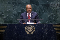 Sudan's Foreign Minister Mohieldin Salim Ahmed Ibrahim addresses the UN General Assembly