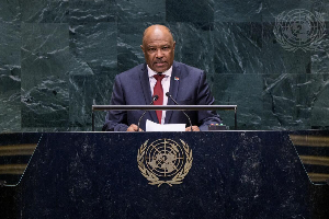 Sudan's Foreign Minister Mohieldin Salim Ahmed Ibrahim addresses the UN General Assembly