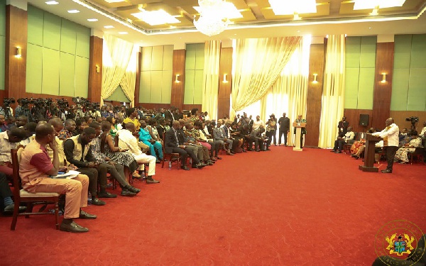 President Akufo-Addo interacting with Journalists at meet the press