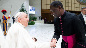 Pope Francis (L) With Monsignor Julien Kaboré
