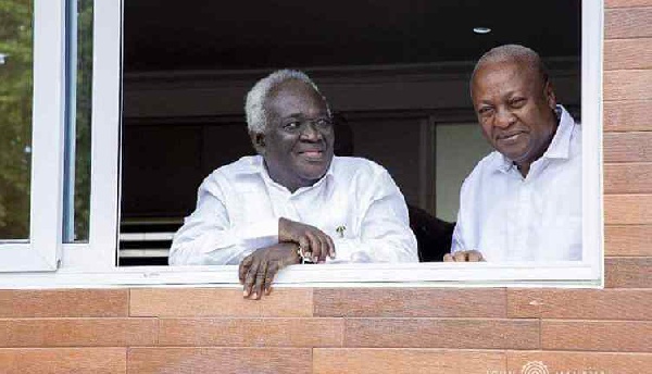 Professor Kwamena Ahwoi,  Executive Member of the Centre for Democratic Transitions (L) with Mahama