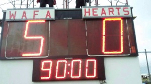 Hearts were thumped 5-0 by WAFA