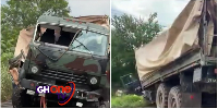 A collage picture of the military vehicle involved in an accident