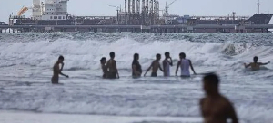 An oil tanker anchored in Puerto Cabello off the coast of Venezuela