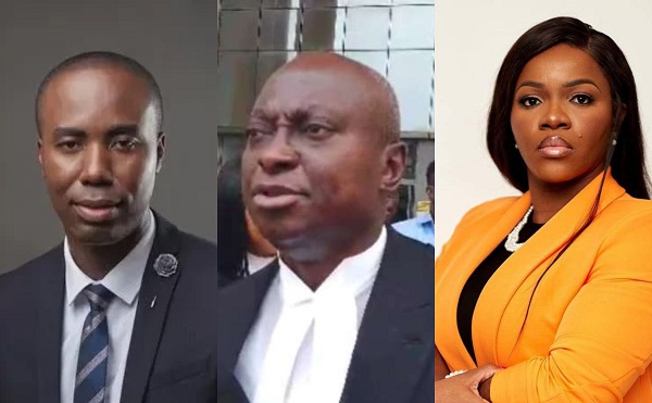 Kwabena Adu-Boahene (L) and his lawyer, Samuel Atta Akyea (M) and Angela Adjei Boateng (R)