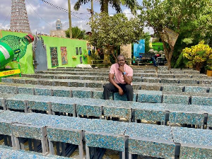Makafui Awuku built school desks out of recycled plastic