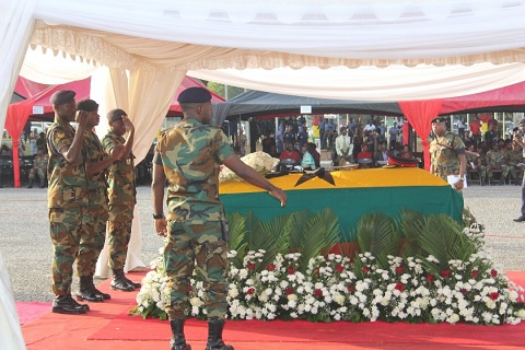 Military personnel bidding final farewell to their comrade, late Major Maxwell Mahama