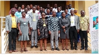 Profe Fredrick Kwaku Sarfo Kantanka (foruth right) in a group photo with workshop participants