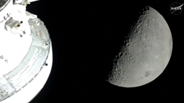Moon seen from Orion spacecraft as Artemis II sets distance record