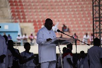 President elect Akufo-Addo on stage at the NPP's Thanksgiving service held at Accra Sports Stadium