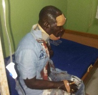 Injured Amakye Dede on a hospital bed