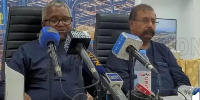 Aliko Dangote addresses the media during a press briefing at the Dangote Petroleum Refinery in Lagos