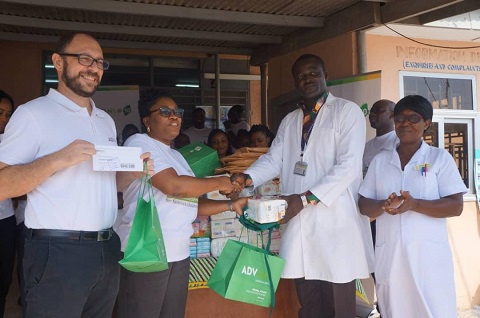 Advans Ghana Savings and Loans donating the items to the La General Hospital