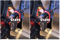 A firefighter assisting in the elevator rescue