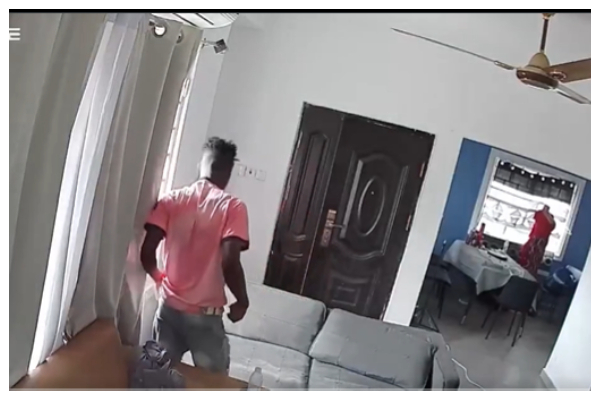 Screenshot of CCTV footage showing suspected thief inside residence