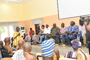 Dr. Bawumia and his entourage seated with the Kpandai chiefs