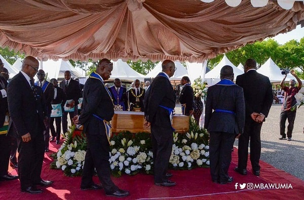 Members of the Freemasonry paying their last respect to the late V.C.R.A.C Crabbe