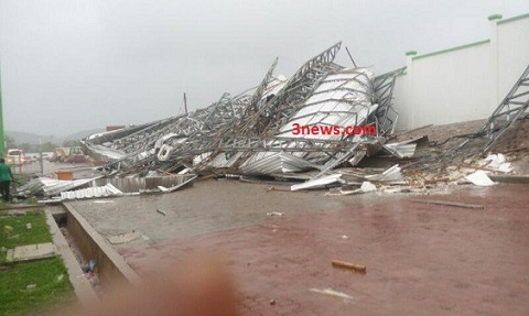 Roof of Ndoum stadium ripped off yesterday