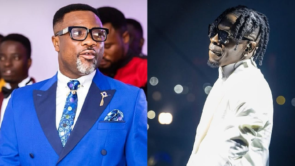 Apostle Emmanuel Nkum (L) praises Shatta Wale's influence