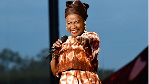 Angélique Kidjo pictured during a 2021 performance in Paris