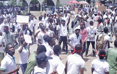 Kwadaso Agricultural College demonstrating over lack of access to government benefits