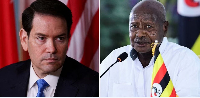 US Secretary of State Marco Rubio (left) and Ugandan President Yoweri Museveni