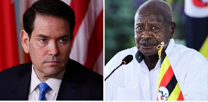 US Secretary of State Marco Rubio (left) and Ugandan President Yoweri Museveni
