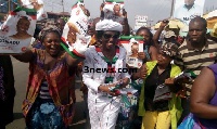 Nana Konadu Agyemang-Rawlings campaigning at Dome market in Accra