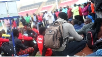 World 800m champions Mary Moraa speaks to her colleagues during their boycott at the Nyayo Stadium
