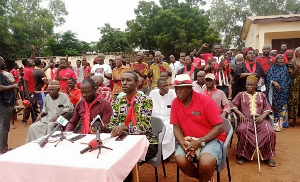 A file photo of  Gyan (second from right) speaking during the press briefing