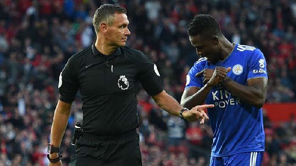 Leicester Midfielder, Daniel Amartey makes a complaint during a game