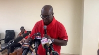 Yaw Baah addressing the media on issues relating to the demonstration