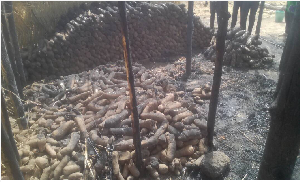 A raging fire has swept through a yam barn at KpareKpare