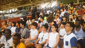 Japanese supporters in their numbers at the Accra Sports Stadium
