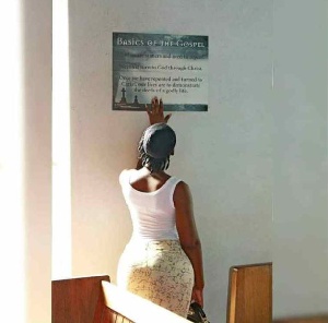 The Curvy lady displaying her backside in church