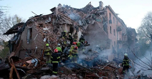 Pictures from Ukrainian authorities showed a badly damaged residential building in Dnipro