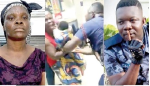 Ms Osafo [L] being assaulted by Skalla [R] as captured in the viral video