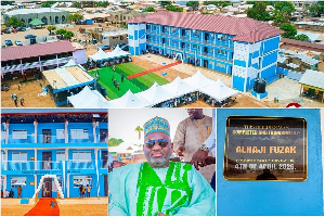 The Three Storey Classroom Block Funded By Alhaji Fuzak (pictured)