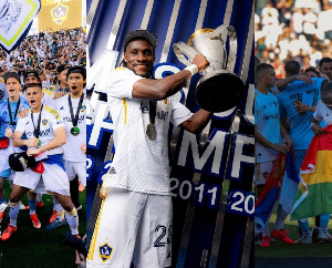 Joseph Painstil poses with the MLS Cup after their win