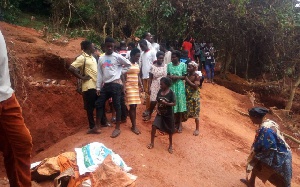 The illegal mining pit collapsed on Sunday night killing four small-scale miners