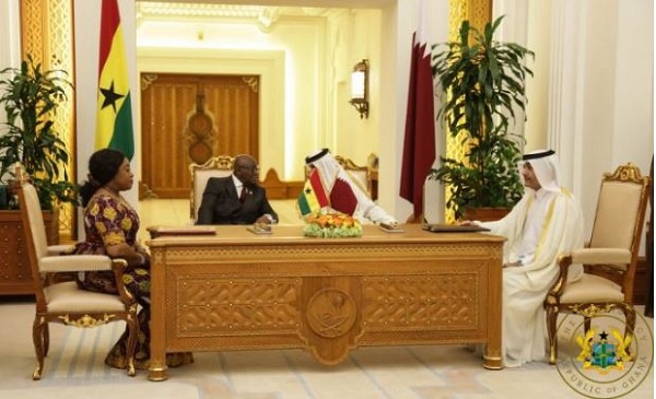 Foreign Affairs  Minister,Shirley Ayorkor Botchway and Mr. Ali Shareef Alamadi of Qatar