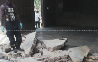 one of the classroom walls that collapsed