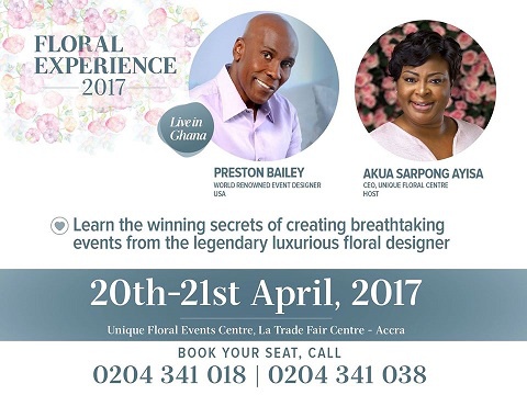 Preston Bailey will lecture Ghanaians on better ways to improve their skills