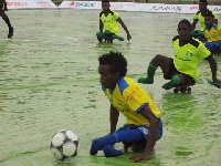 A skate soccer game between Ghana and Nigeria