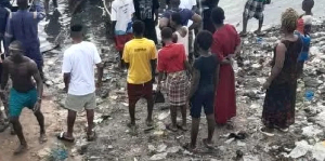 People watched on anxiously as locals organise a rescue effort