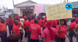 The workers are demanding severance packages from government.
