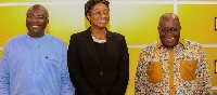 New Chief Justice Sophia Akuffo [Middle] with President Akufo-Addo and Dr. Bawumia