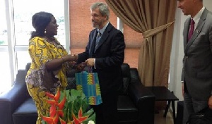 Aviation Minister, Cecelia Abena Dapaah with Brazilian Ambassador to Ghana, Laudemar Aguiar