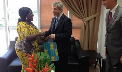 Aviation Minister, Cecelia Abena Dapaah with Brazilian Ambassador to Ghana, Laudemar Aguiar