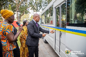 Samuel Okudzeto Ablakwa unveiling the brand new buses